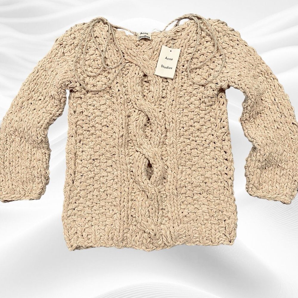 Acne Studios Cableknit‎ Sweater Chunky XS Tan Oversized Italy